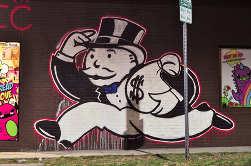 Monopoly Mr Money Bags street art Monopoly Mr Money Bags street art