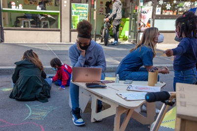 Girl on laptop outside Girl on laptop outside