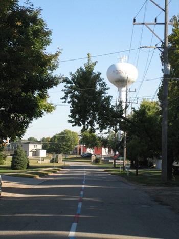 Water tower in Yorkville inside Kendall County, IL