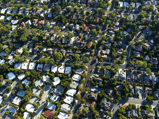 Aerial view of Mountain View residential area