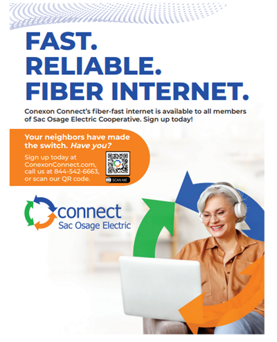 Sac Osage Electric Coop Connexon flyer announcing service in the area