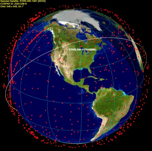 Starlink constellation The constellation of Starlink satellites across the globe