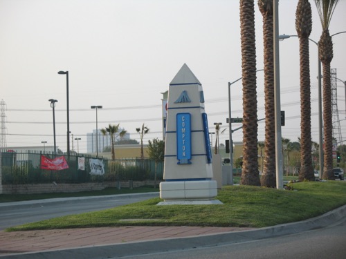 A traffic island in Compton CA