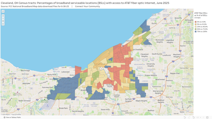 Cleveland AT&T fiber redlining map