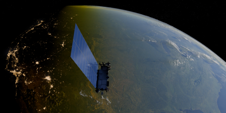 A Starlink satellite orbits Earth