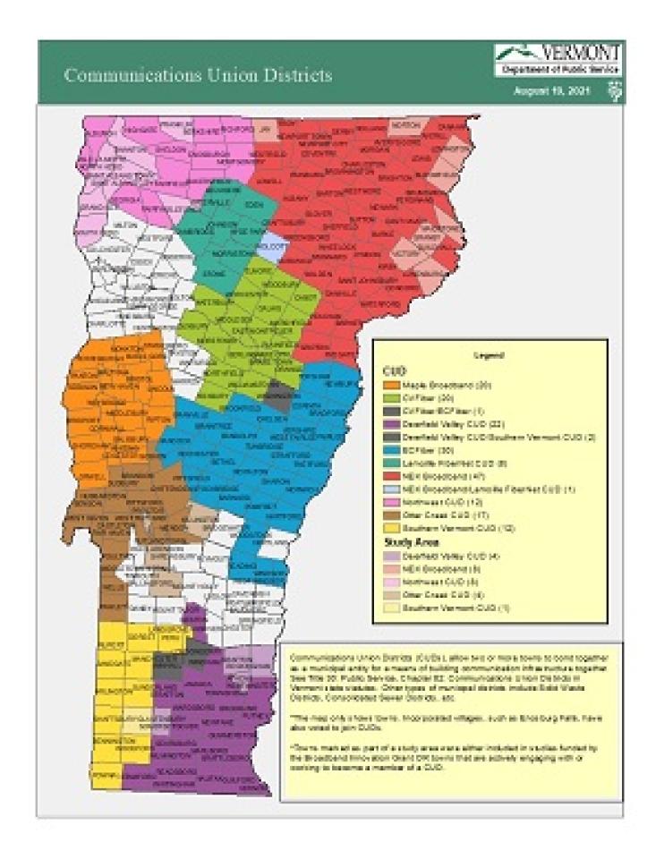 Vermont CUDs map Vermont CUDs map