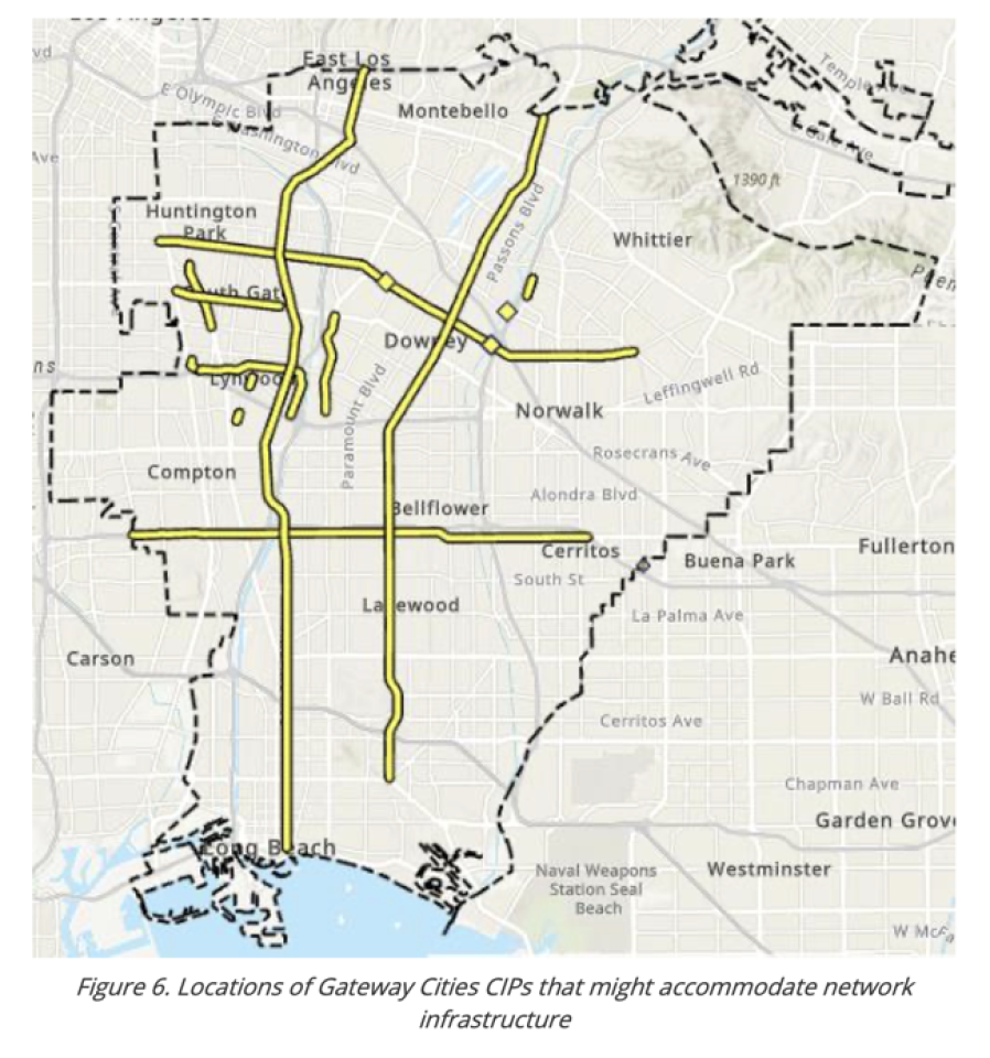 Gateway Cities Regional Fiber Map
